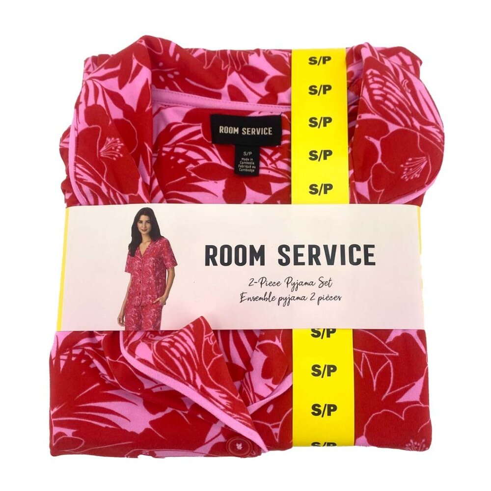 Room Service Women's Red & Pink Hawaiian Print PJ Set: 2 Piece / Various Sizes